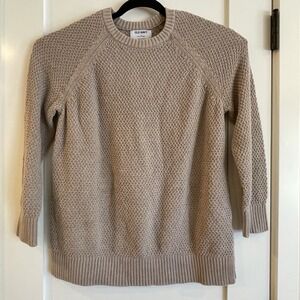OLD‎ NAVY Sweater Womens M Waffle Knit Tan Khaki Fisherman Prairie Chore Cottage